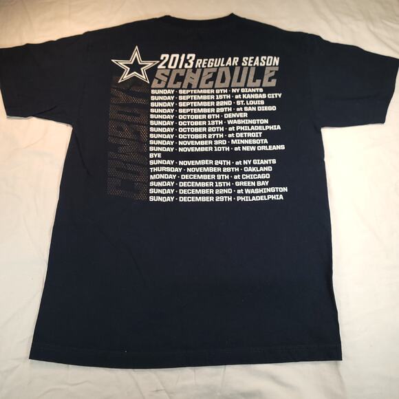 Dallas Cowboys 2013 Season Schedule Graphic Football T-Shirt Mens Size M Blue - Picture 9 of 9